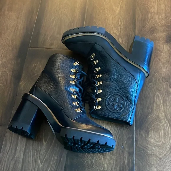 TORY BURCH Miller Mixed-Materials Lug Sole Boot